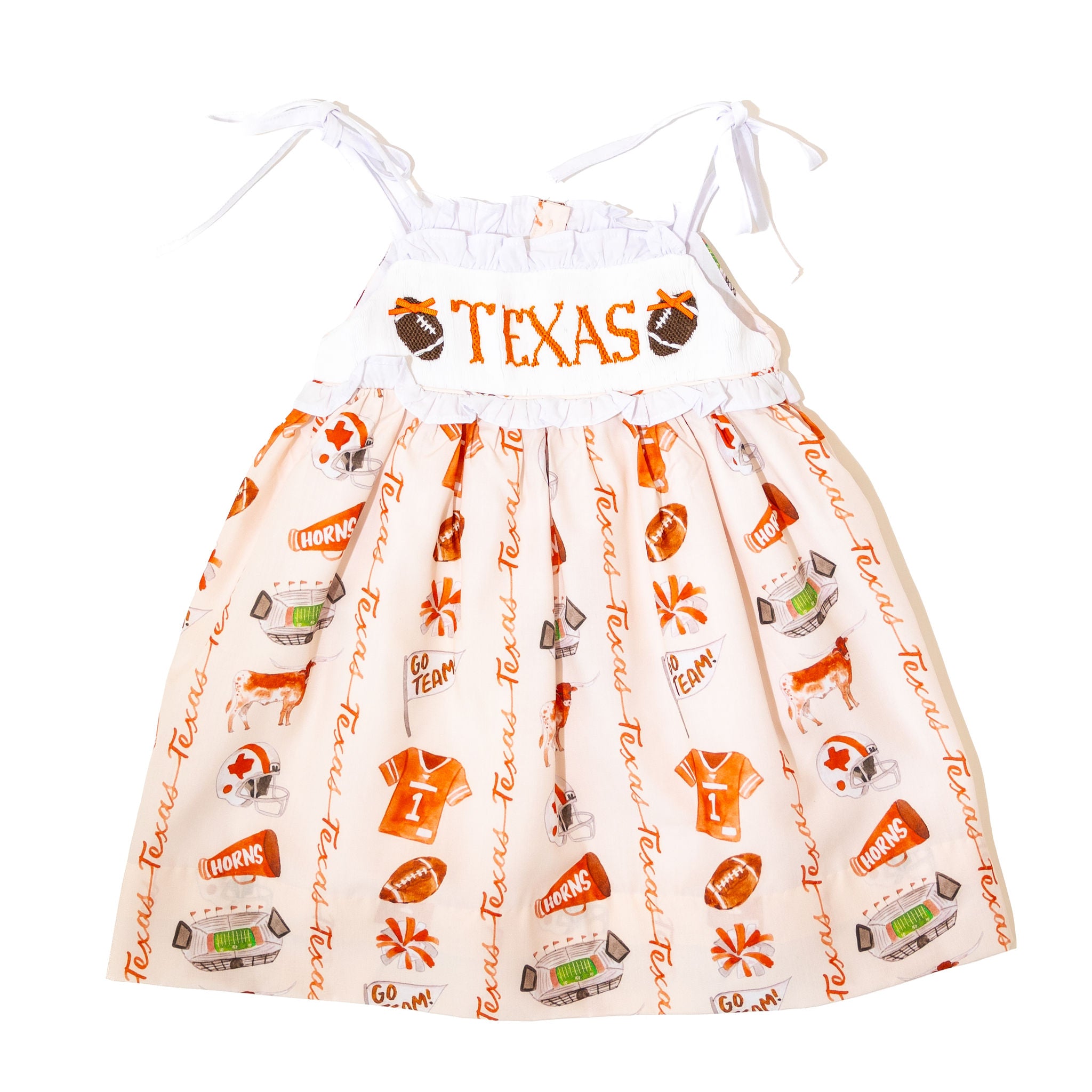 Girls Texas Longhorn Gameday Spirit Smocked Dress - Officially Licensed
