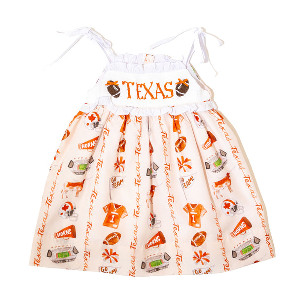 Girls Texas Longhorn Gameday Spirit Smocked Dress - Officially Licensed