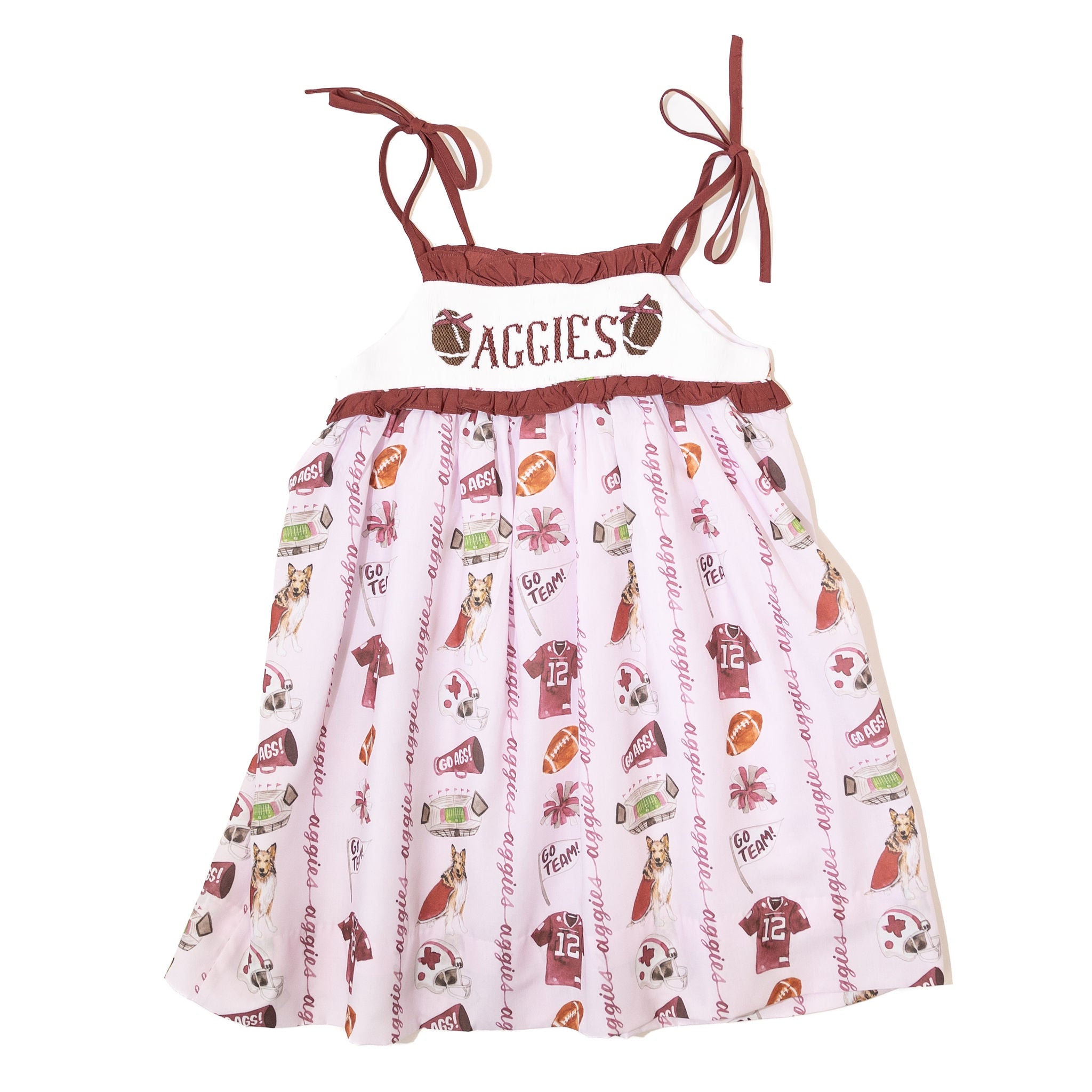 Texas A&M Smocked Tie Dress (Officially Licensed)
