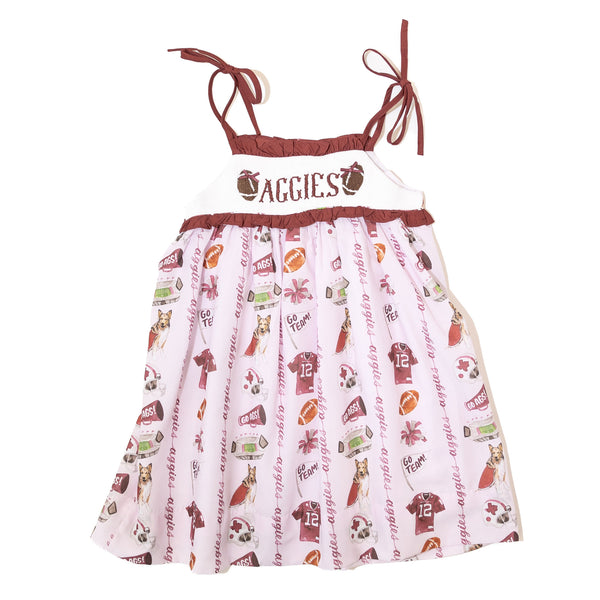 Texas A&M Smocked Tie Dress (Officially Licensed)