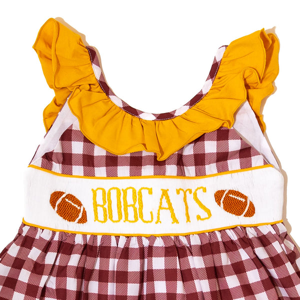Girls Texas State Bobcats Smocked Ruffle Dress (Officially Licensed)