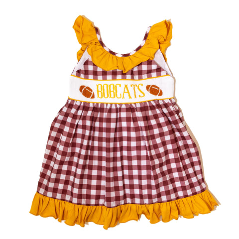 Girls Texas State Bobcats Smocked Ruffle Dress (Officially Licensed)