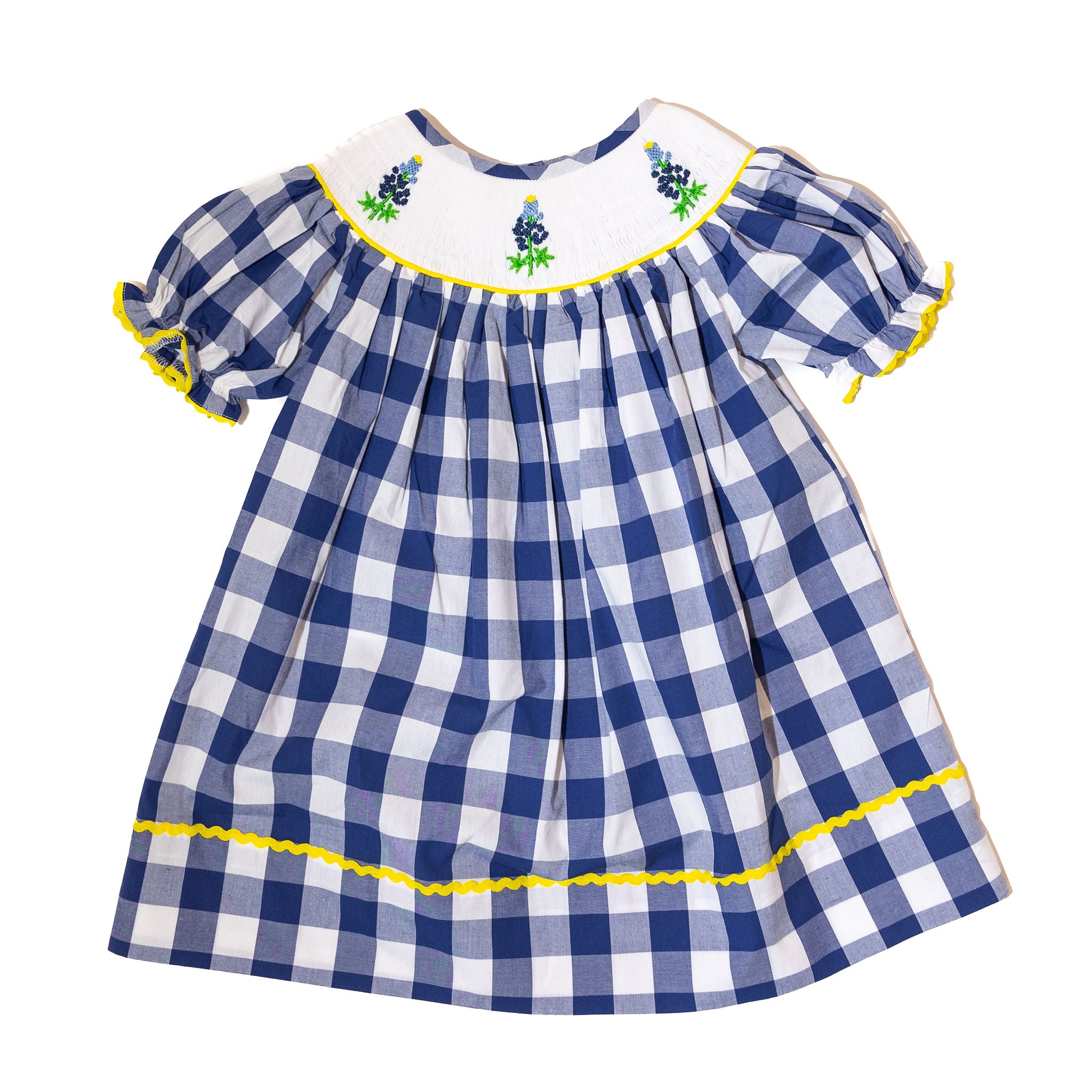Girls Smocked Bluebonnet Dress