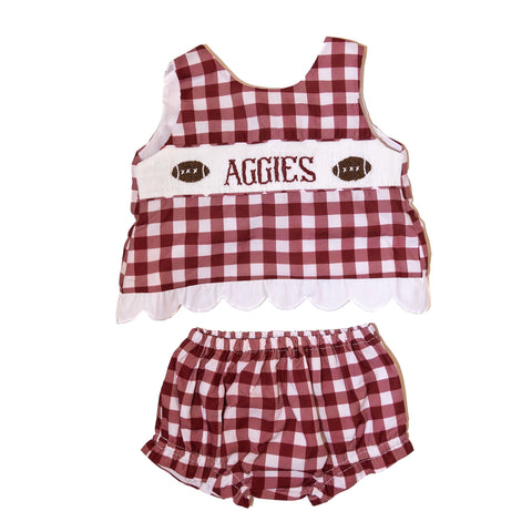 Girls Gameday Smocked Diaper Set - TEXAS A&M (Officially Licensed)