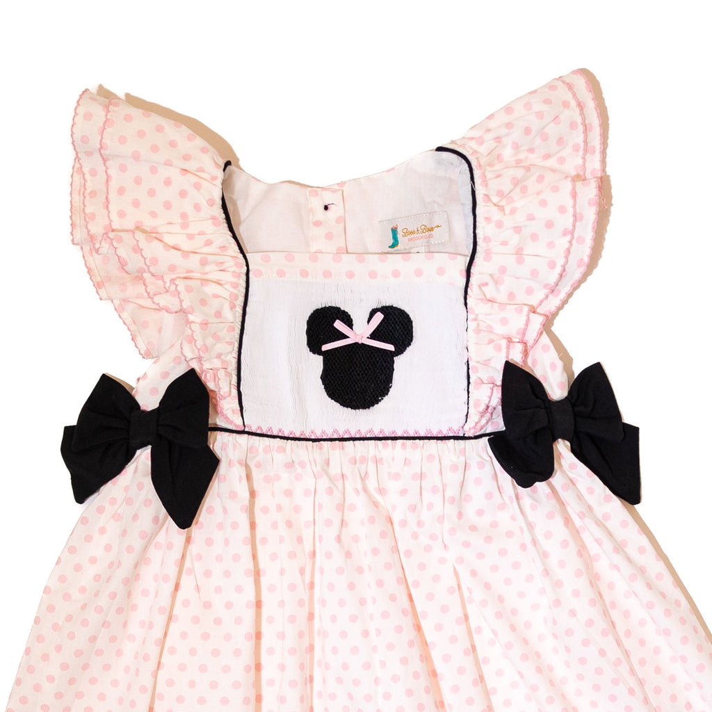 Girls Smocked Magical Mouse Polkadot Dress with Bows 4T Girls Smocked Magical Mouse Polkadot Dress with Bows 4T