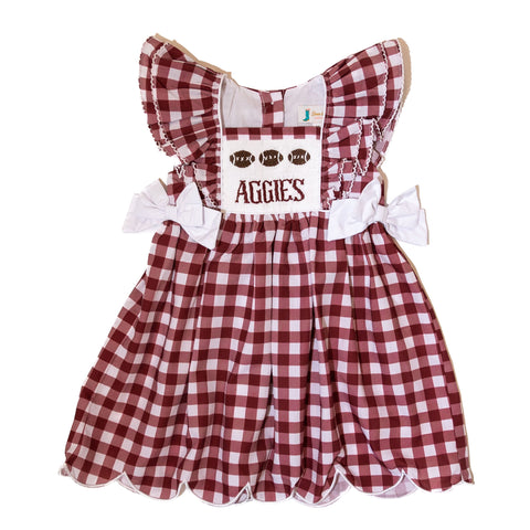 Girls Smocked Gameday Dress - TEXAS A&M (Officially Licensed)