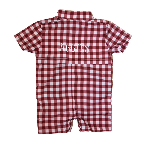 Boys Gameday Fishing Shirt Romper - TEXAS A&M (Officially Licensed)