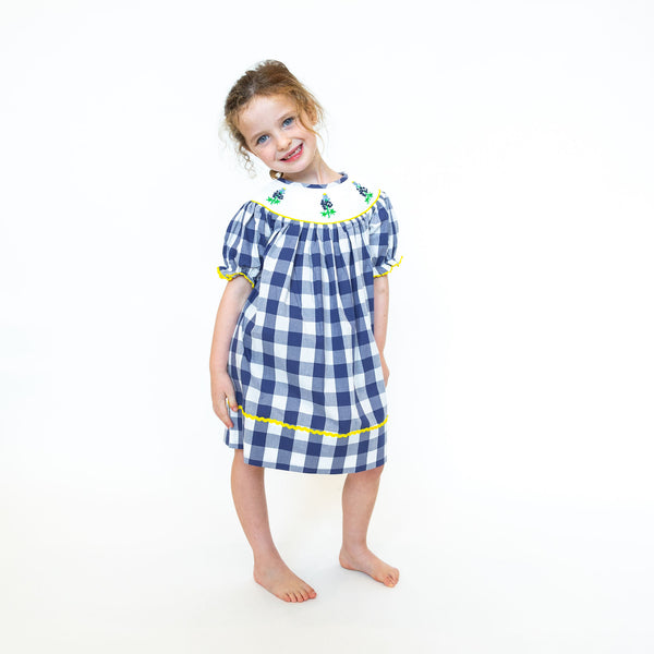 Girls Smocked Bluebonnet Dress