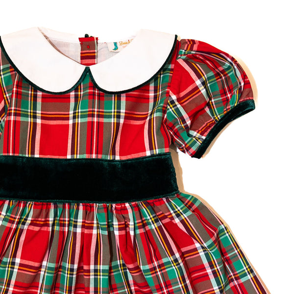 Girls Plaid Smocked Dress w/Ties