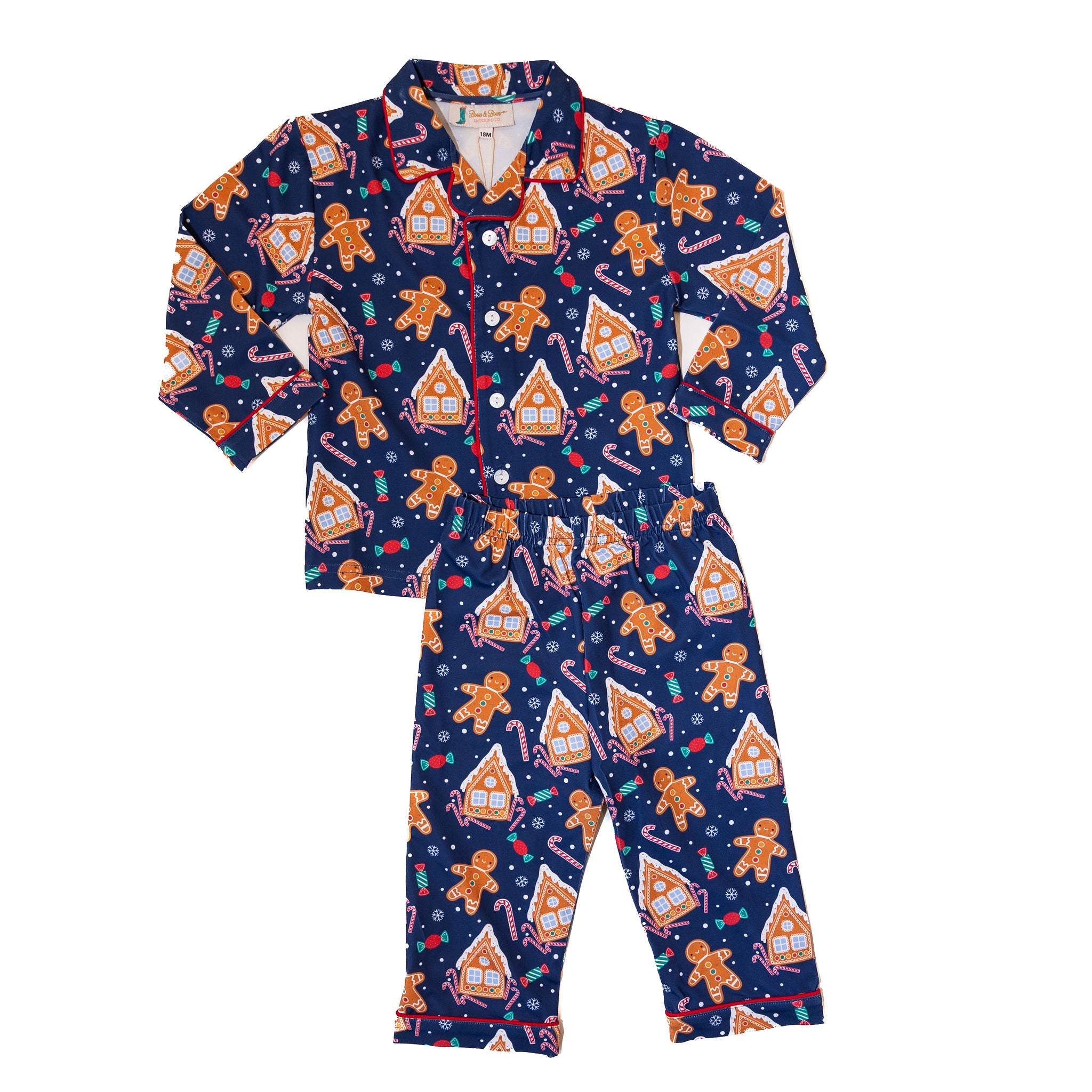 Boys Gingerbread Button up Pajamas