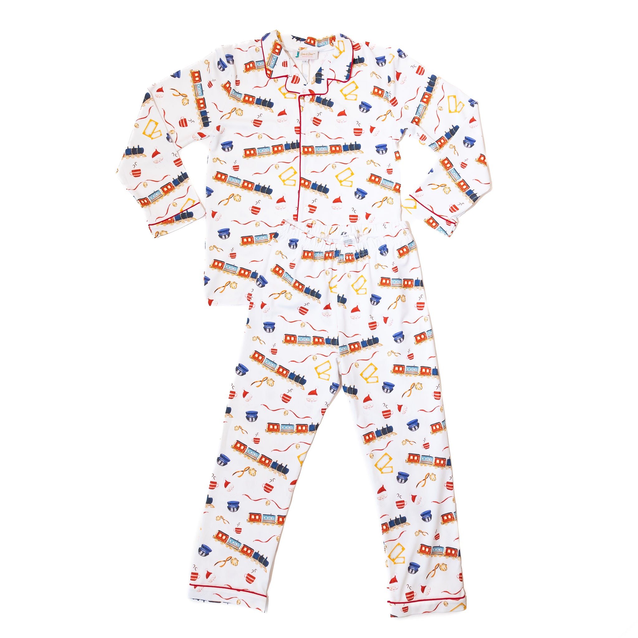 Boys Christmas Express Train Ride Button-up Pajamas