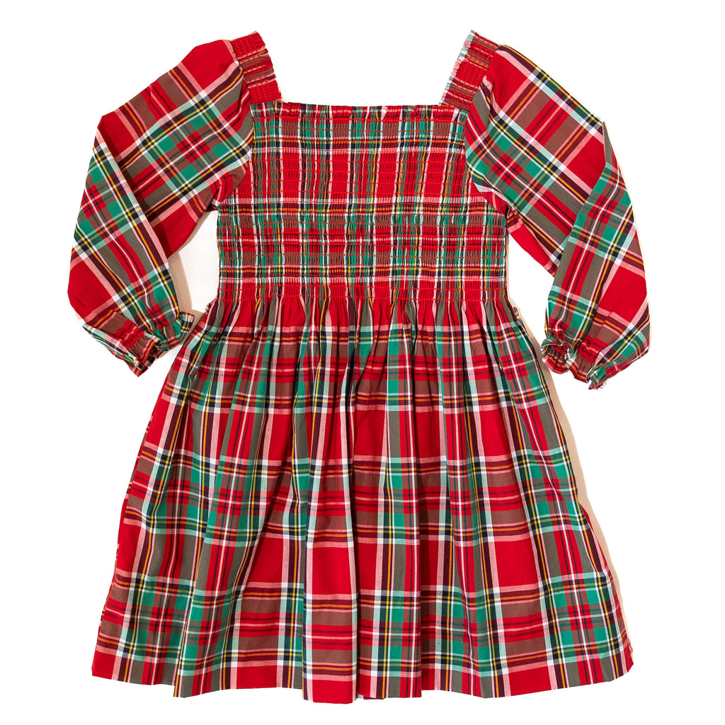 PRE-ORDER: Girls Christmas Plaid Smocked Dress (ETA September)