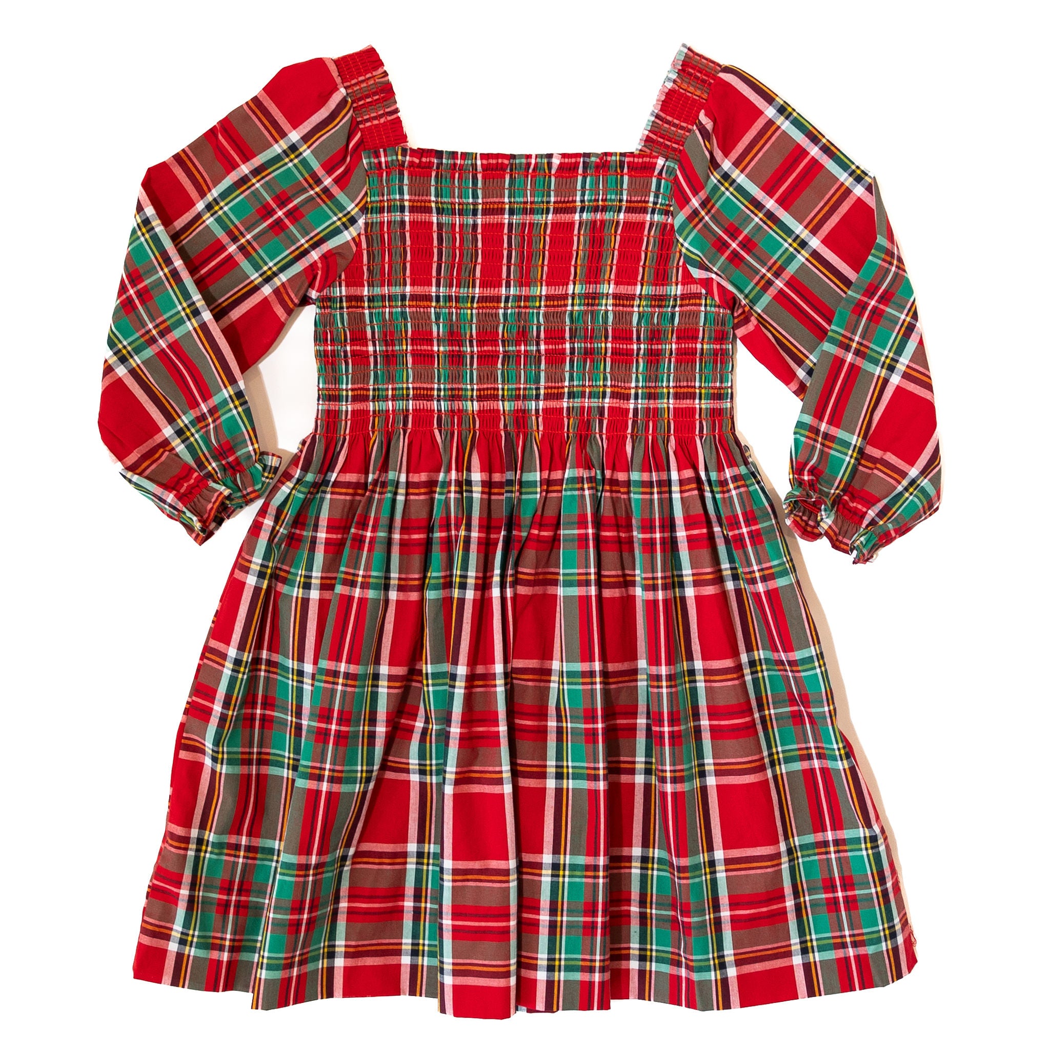 PRE-ORDER: Girls Christmas Plaid Smocked Dress (ETA September)