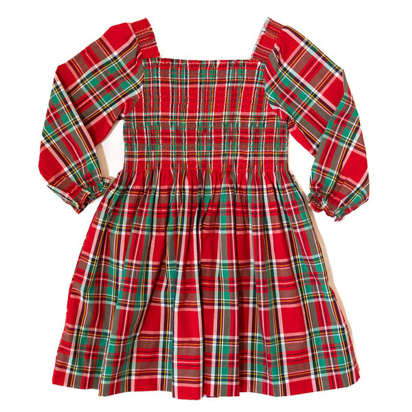 PRE-ORDER: Girls Christmas Plaid Smocked Dress (ETA September)