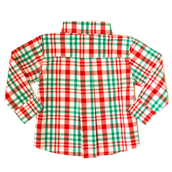 PRE-ORDER: Boys Wreath Plaid Button-Up (ETA OCTOBER)