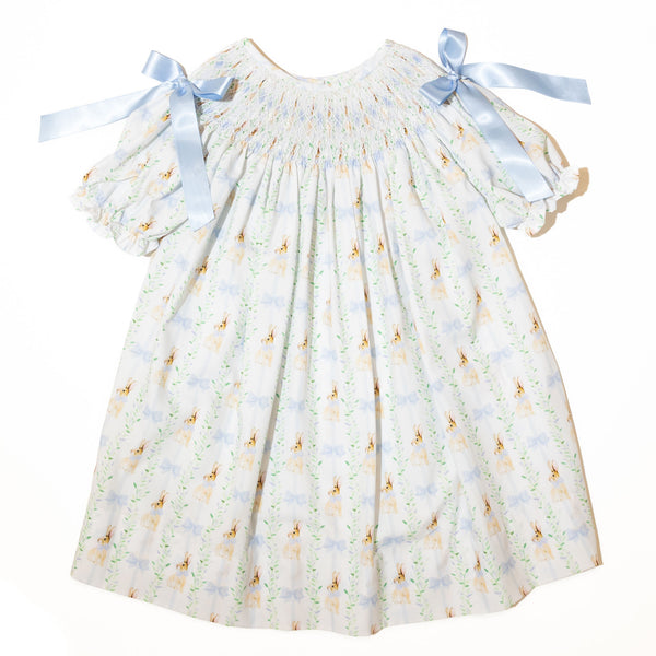Girls Smocked Peter Rabbit Bow Dress