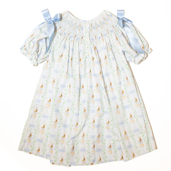 Girls Smocked Peter Rabbit Bow Dress