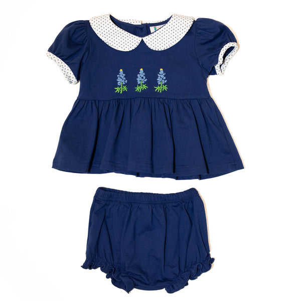 Girls Knit Bluebonnet Diaper Set