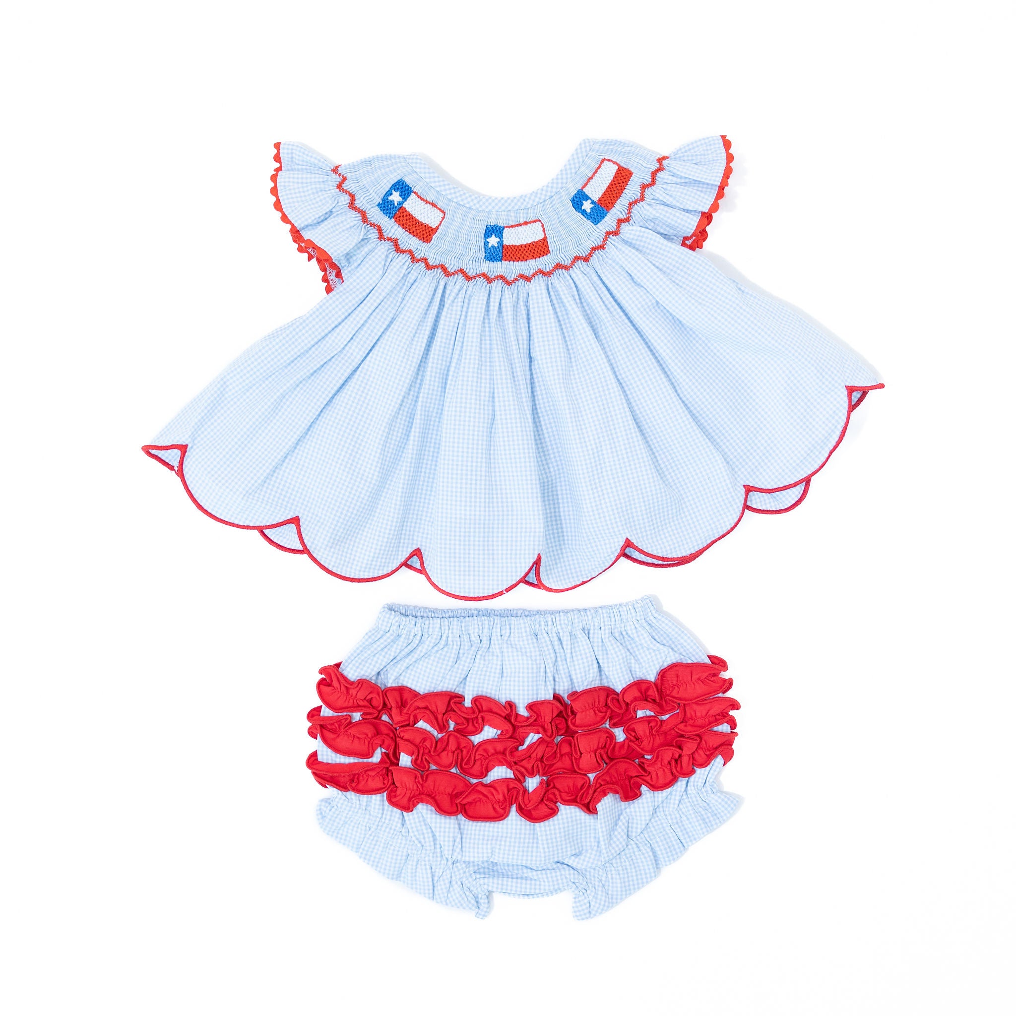 Girls Gingham Texas Flag Diaper Set