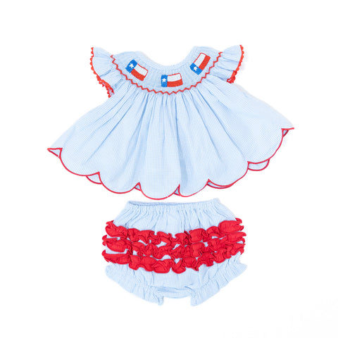 Girls Gingham Texas Flag Diaper Set