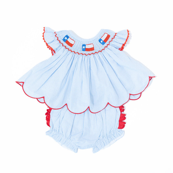 Girls Gingham Texas Flag Diaper Set