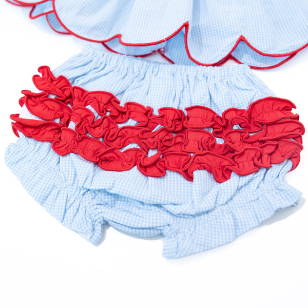 Girls Gingham Texas Flag Diaper Set