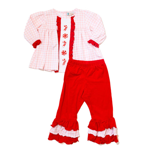 Girls Candy Cane Pants Set