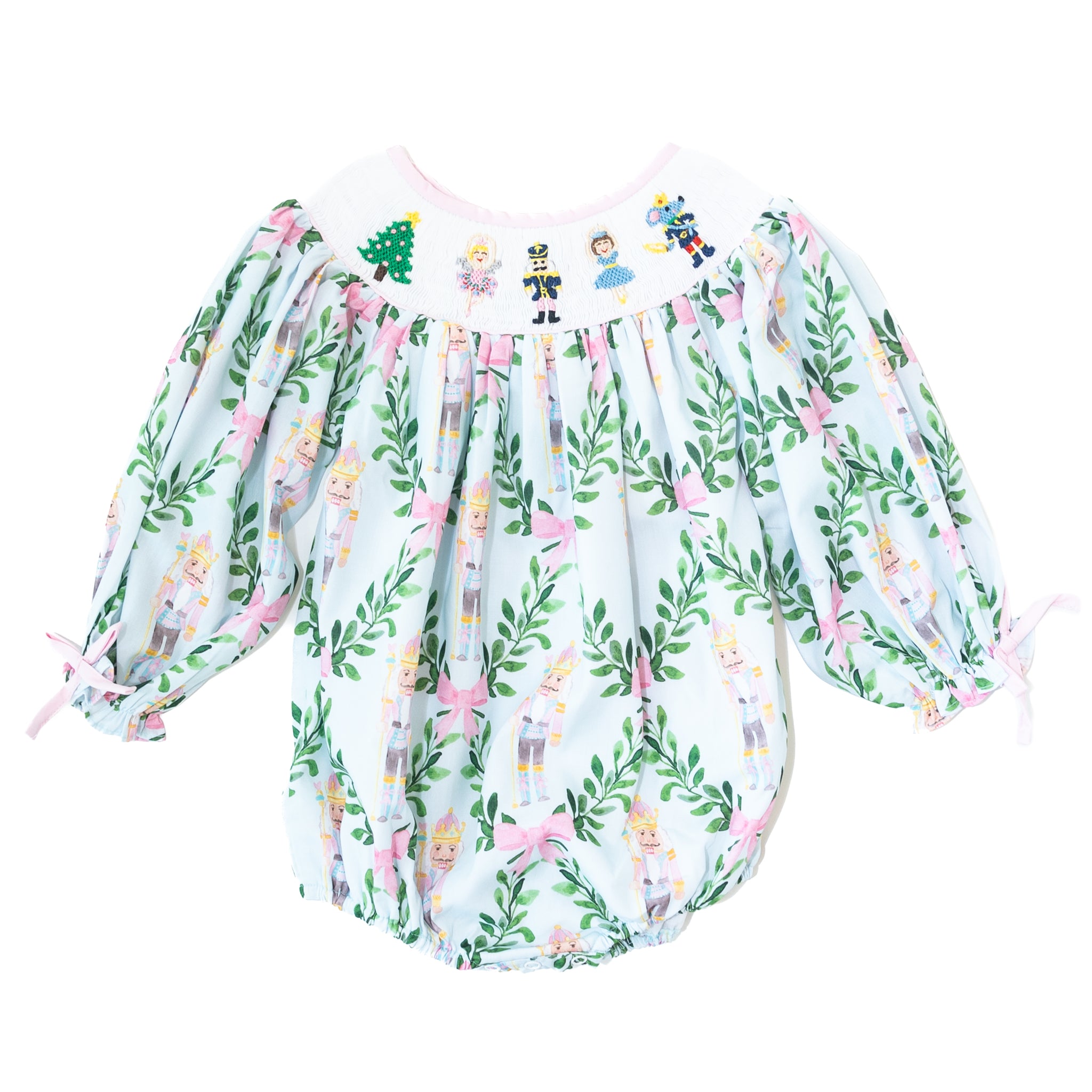 Girls Nutcracker & Bows Smocked Bubble