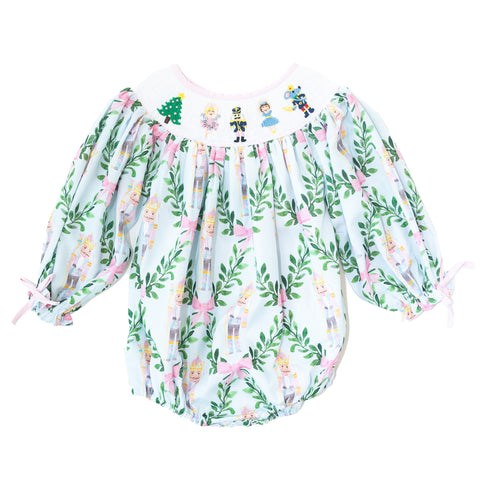 Girls Nutcracker & Bows Smocked Bubble