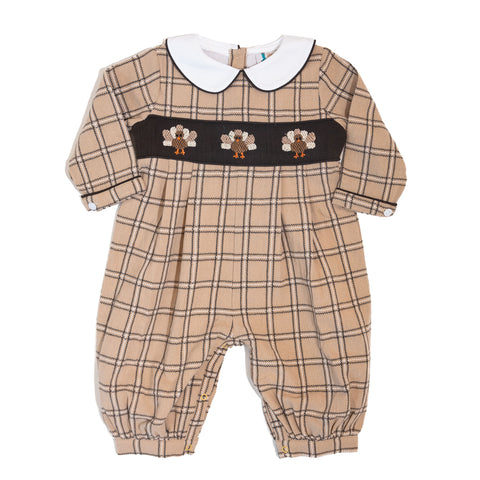 Boys Smocked Turkey Romper