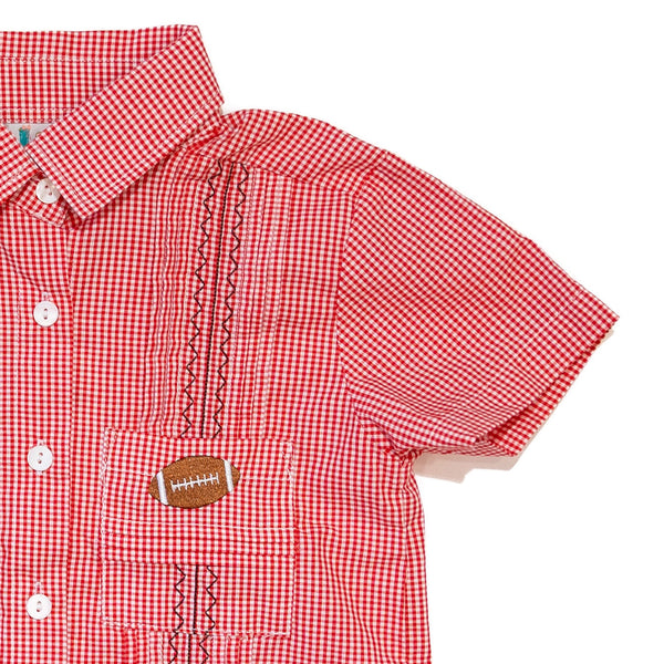 Boys Red Gameday Football Guayabera