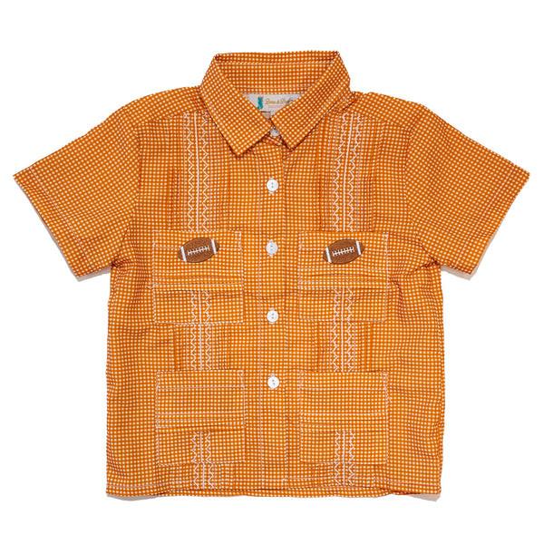 Boys Orange Gameday Guayabera