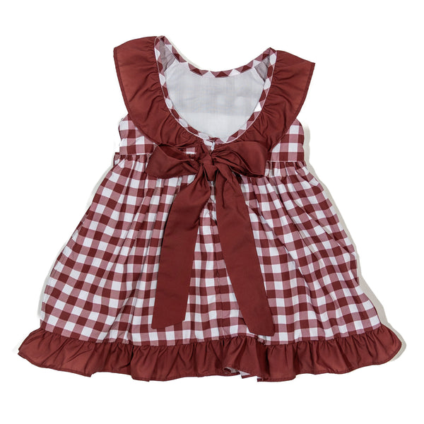 Girls Maroon Smocked Game Day Football Dress