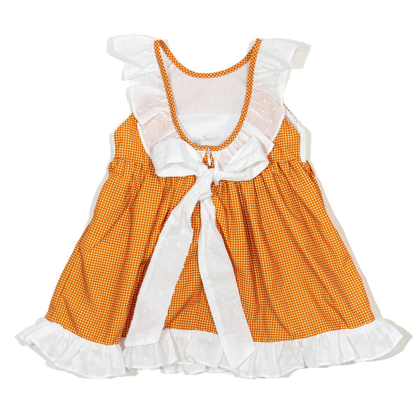 Girls Orange Smocked Gameday Football Dress