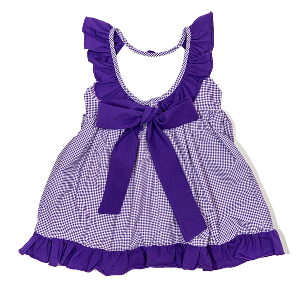 Girls Purple Smocked Gameday Football Dress