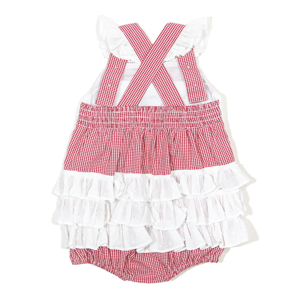 Girls Crimson Smocked Gameday Football Bubble