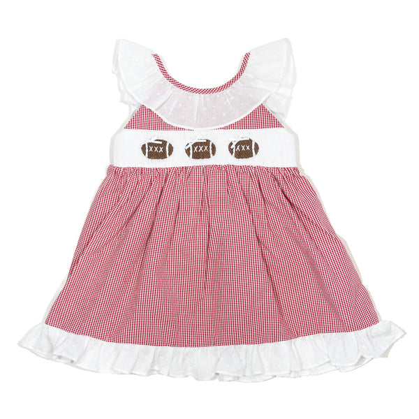 Girls Crimson Smocked Gameday Football Dress