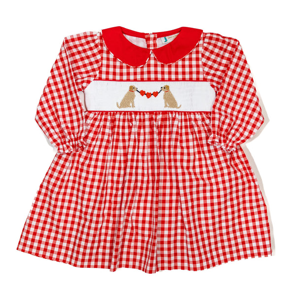 PRE-ORDER: Girls Puppy Love Smocked Dress (ETA January)