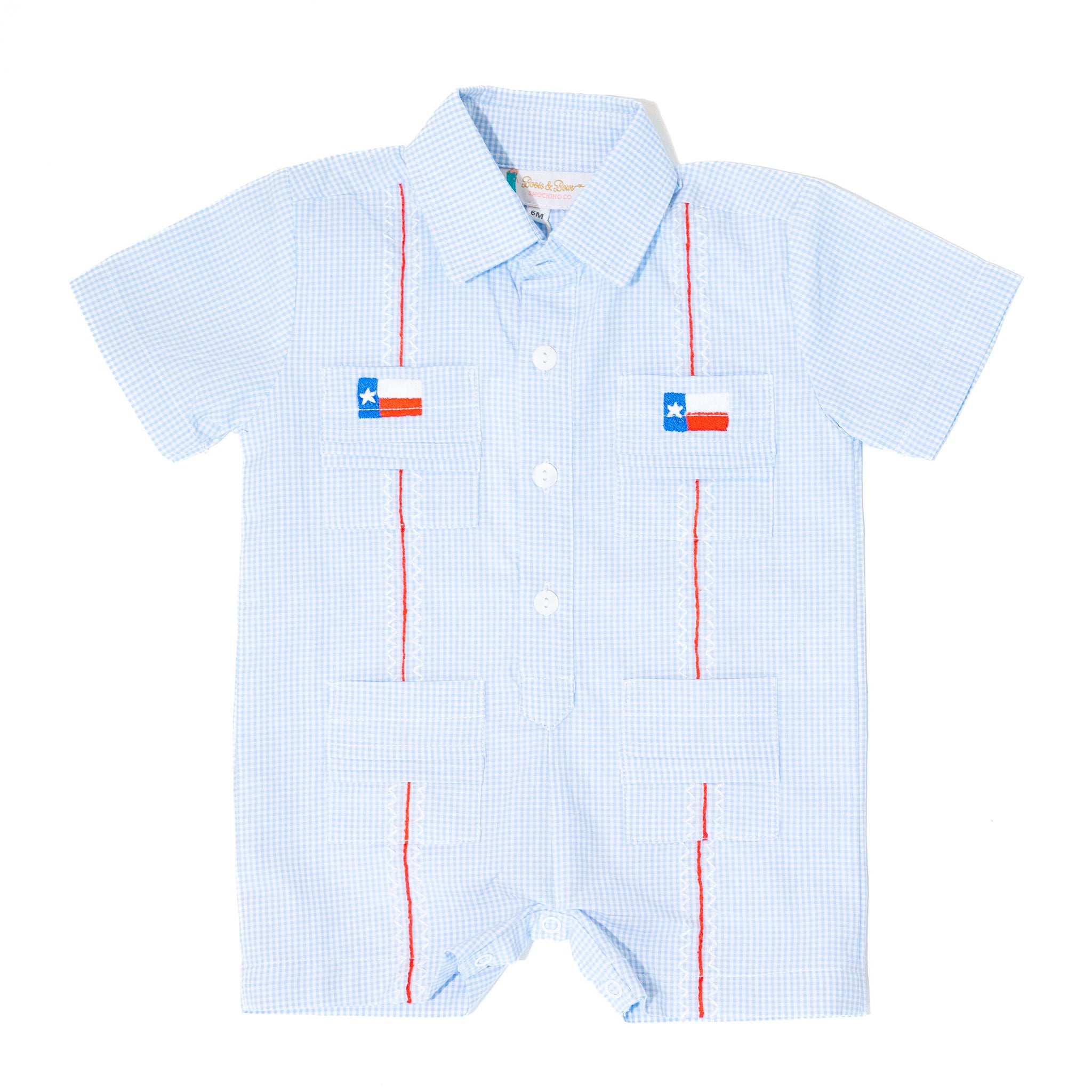 Boys Texas Flag Guayabera Romper