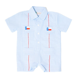Boys Texas Flag Guayabera Romper