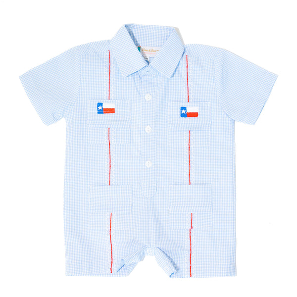 Boys Texas Flag Guayabera Romper