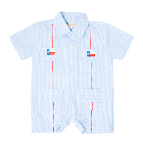Boys Texas Flag Guayabera Romper