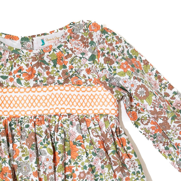 Girls Fall Floral Smocked Dress