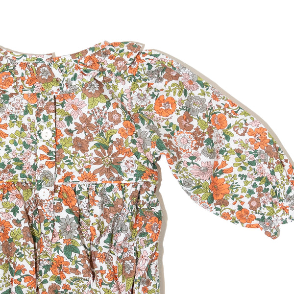 Girls Fall Floral Smocked Bubble