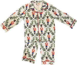 Boys Red Nutcracker Button-up Pajamas