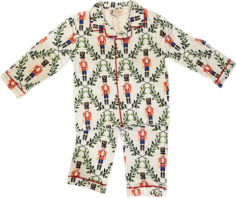 Boys Red Nutcracker Button-up Pajamas