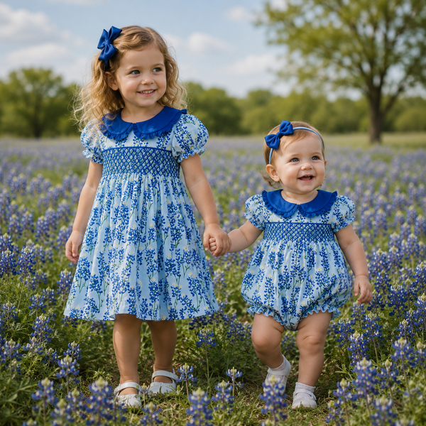 PRE-ORDER: Girls Smocked Bluebonnet Dreams Bubble (ETA January)