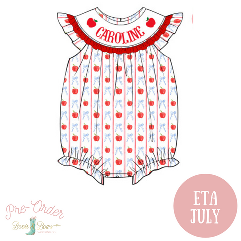 PRE-ORDER: Girls A is for Apple, B is for Bows Custom Smocked Bubble (ETA JULY)