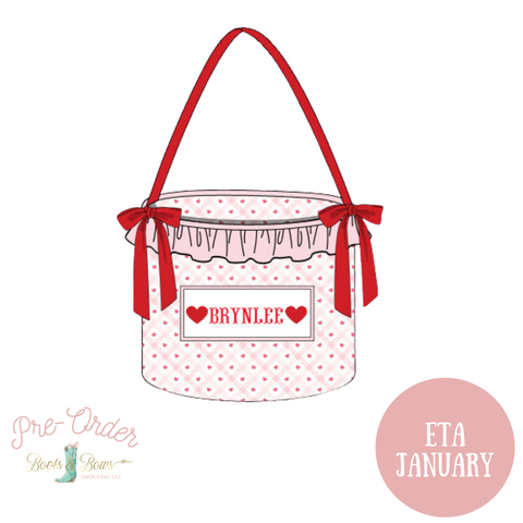 PRE-ORDER:  Girls Be Mine Custom Smocked Heart Basket (ETA January)