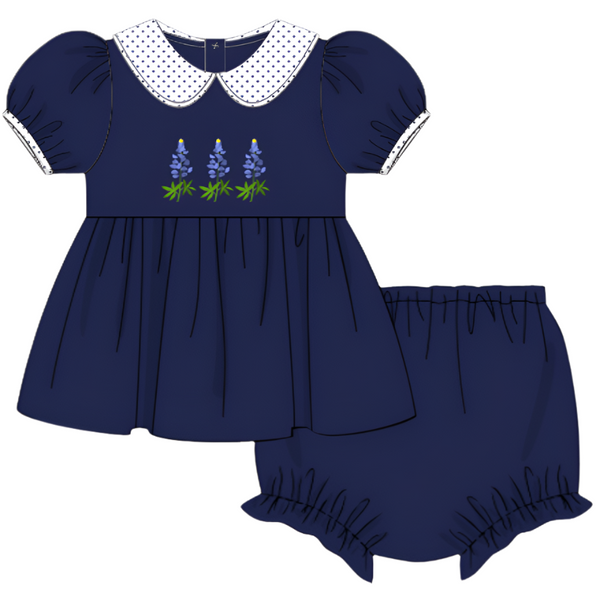 Girls Knit Bluebonnet Diaper Set